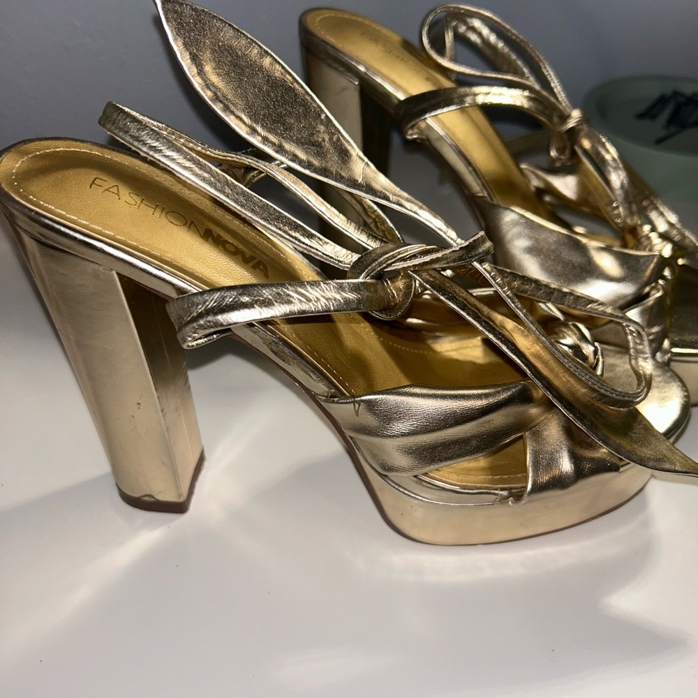 Fashion Nova Metallic Gold Heels